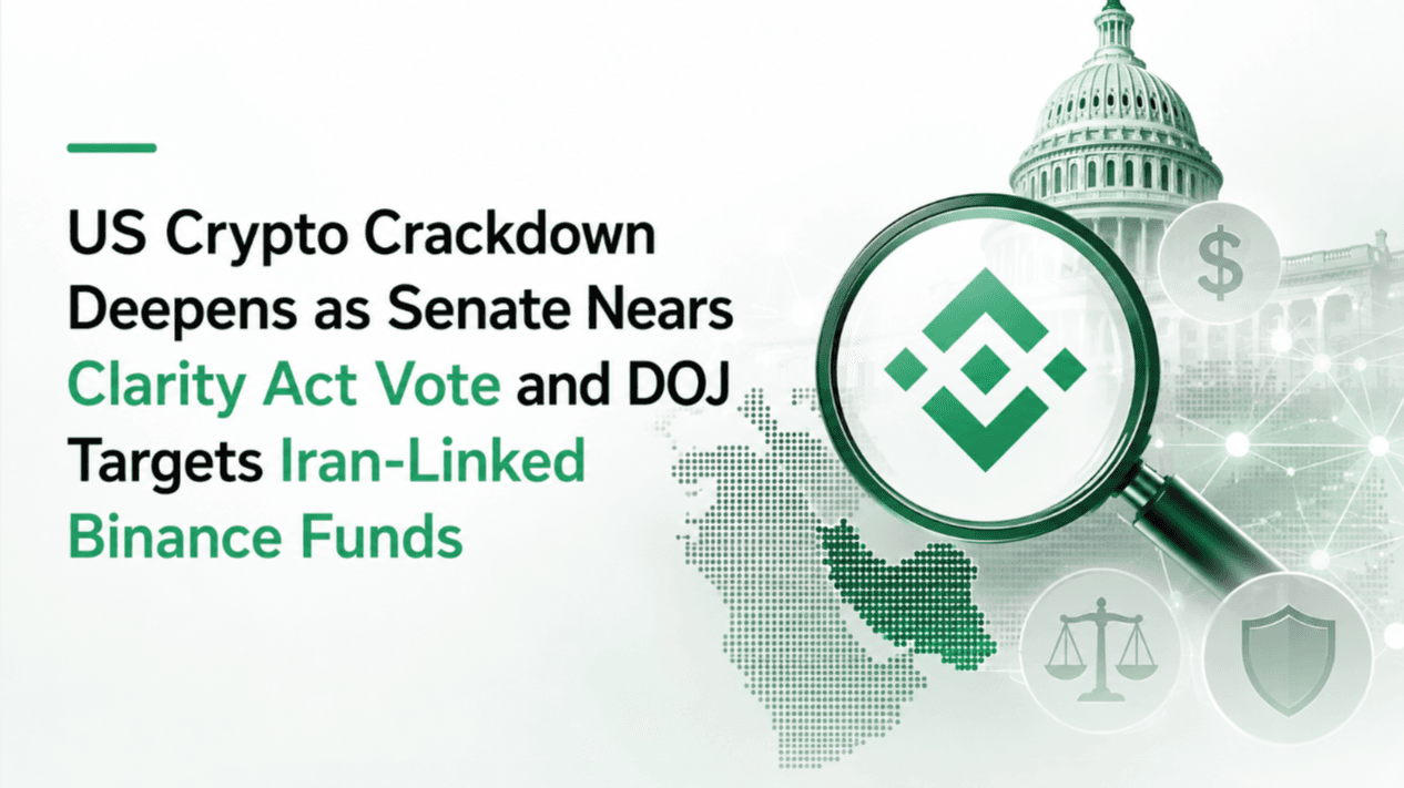 US Crypto Crackdown Deepens as Senate Nears Clarity Act Vote and DOJ Targets Iran-Linked Binance Funds