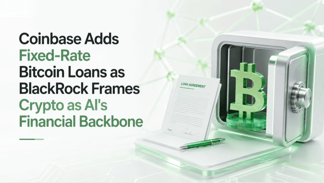 Coinbase Adds Fixed-Rate Bitcoin Loans as BlackRock Frames Crypto as AI's Financial Backbone