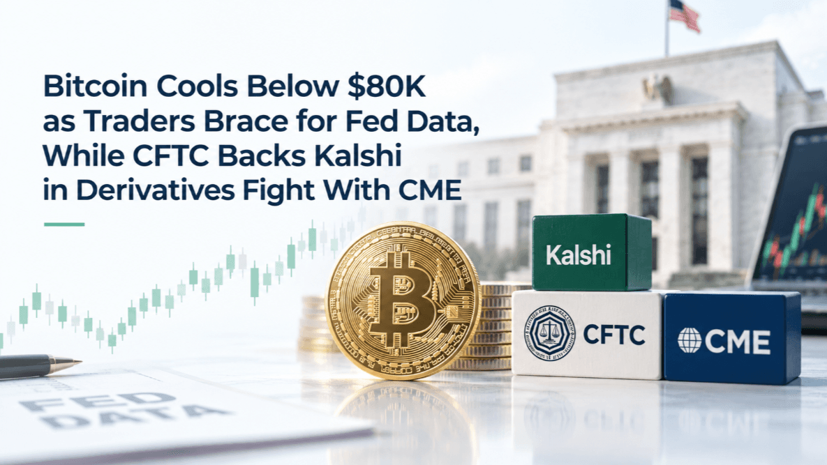 Bitcoin Cools Below $80K as Traders Brace for Fed Data, While CFTC Backs Kalshi in Derivatives Fight With CME